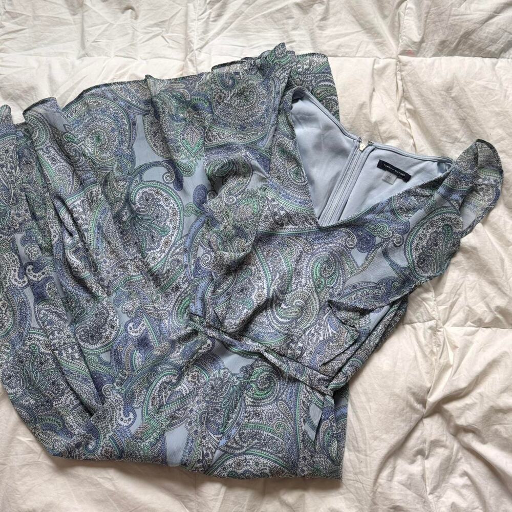 tommy Hilfiger sz 4 y2k Baby blue chiffon floral paisley midi dress cottagecore